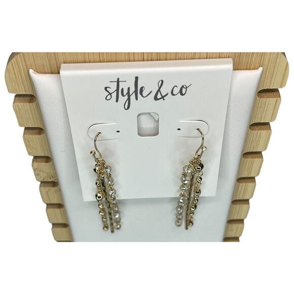 Gold Tone Bead Drop Earrings Stunning Chic Fashion Style Shiny Womens Trendy NEW - Picture 2 of 2